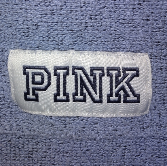 [SOLD] PINK Victoria's Secret Mock Neck Stadium Sweater in Blue - Picture 4 of 10